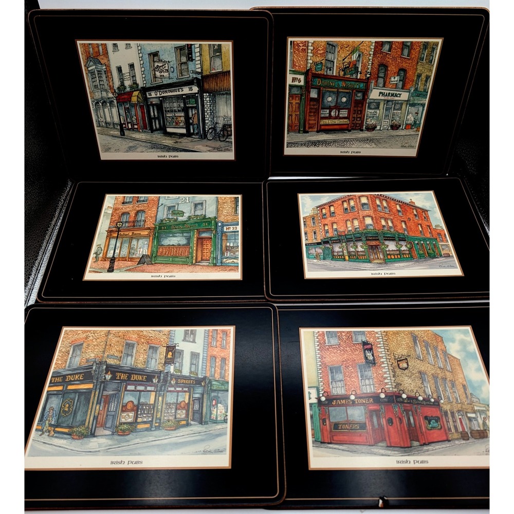 Vintage Pimpernel Irish Pubs Placemats Set of 6 Cork Backed Dublin Scenes